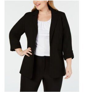 Calvin Klein Plus Size Open-Front Crepe Blazer
